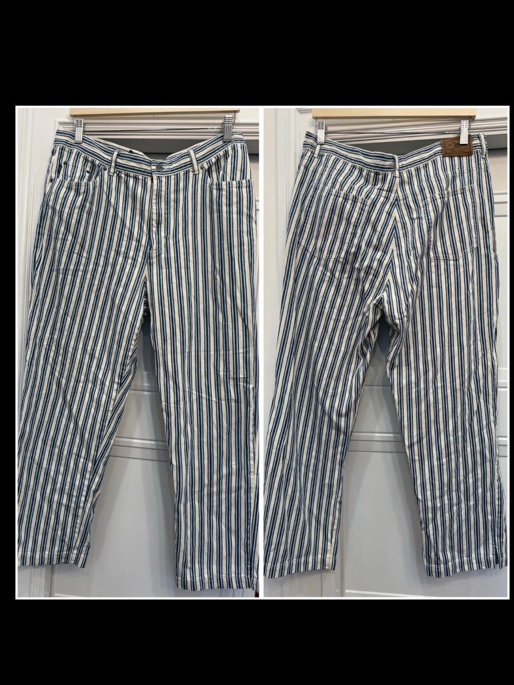 RALPH LAUREN BLUE WHITE STRIPED ANKLE PANTS JEANS NAUTICAL PREPPY 14